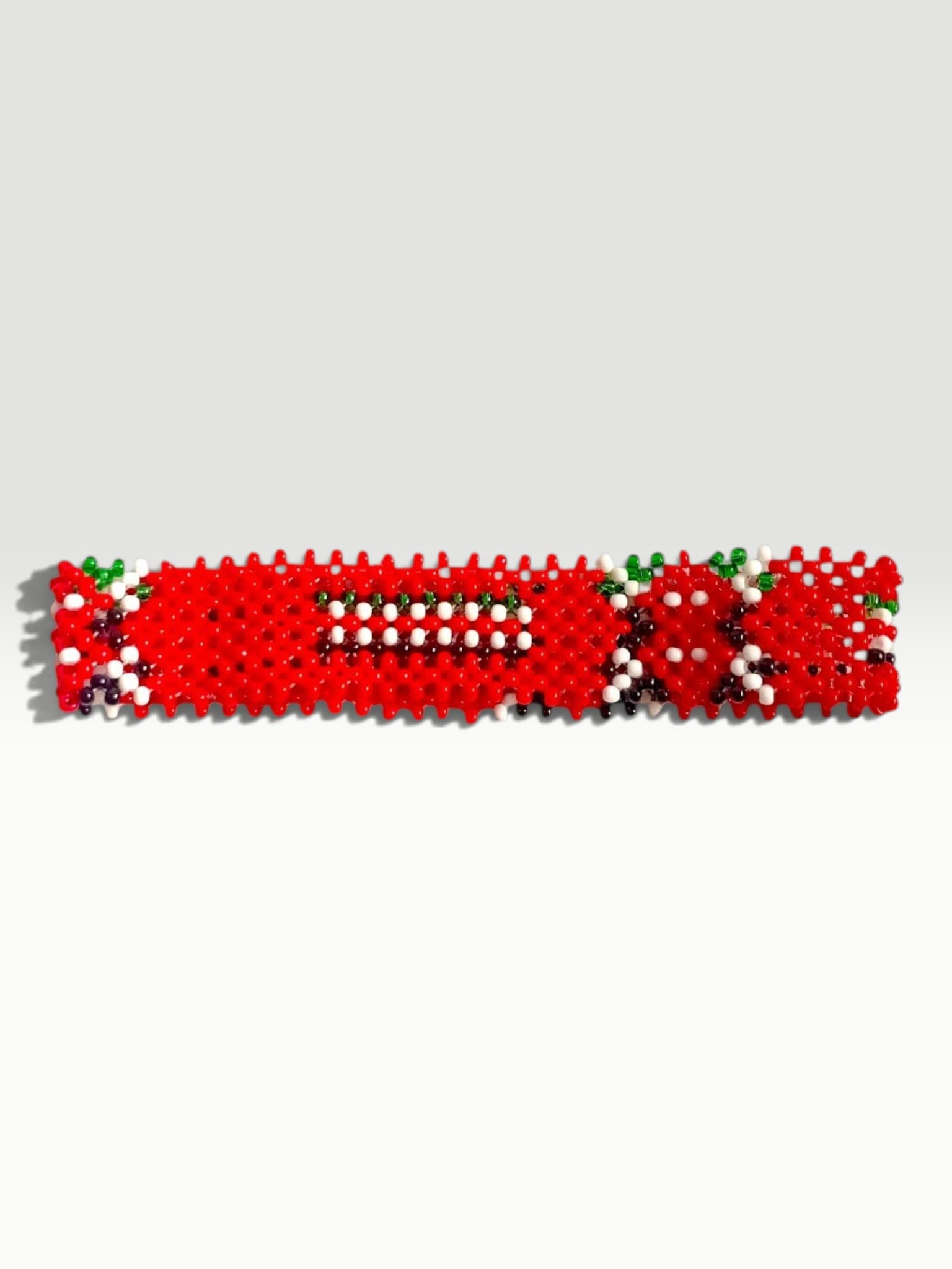 Red Kenya Flag Beaded Flexible Cuff Bracelet