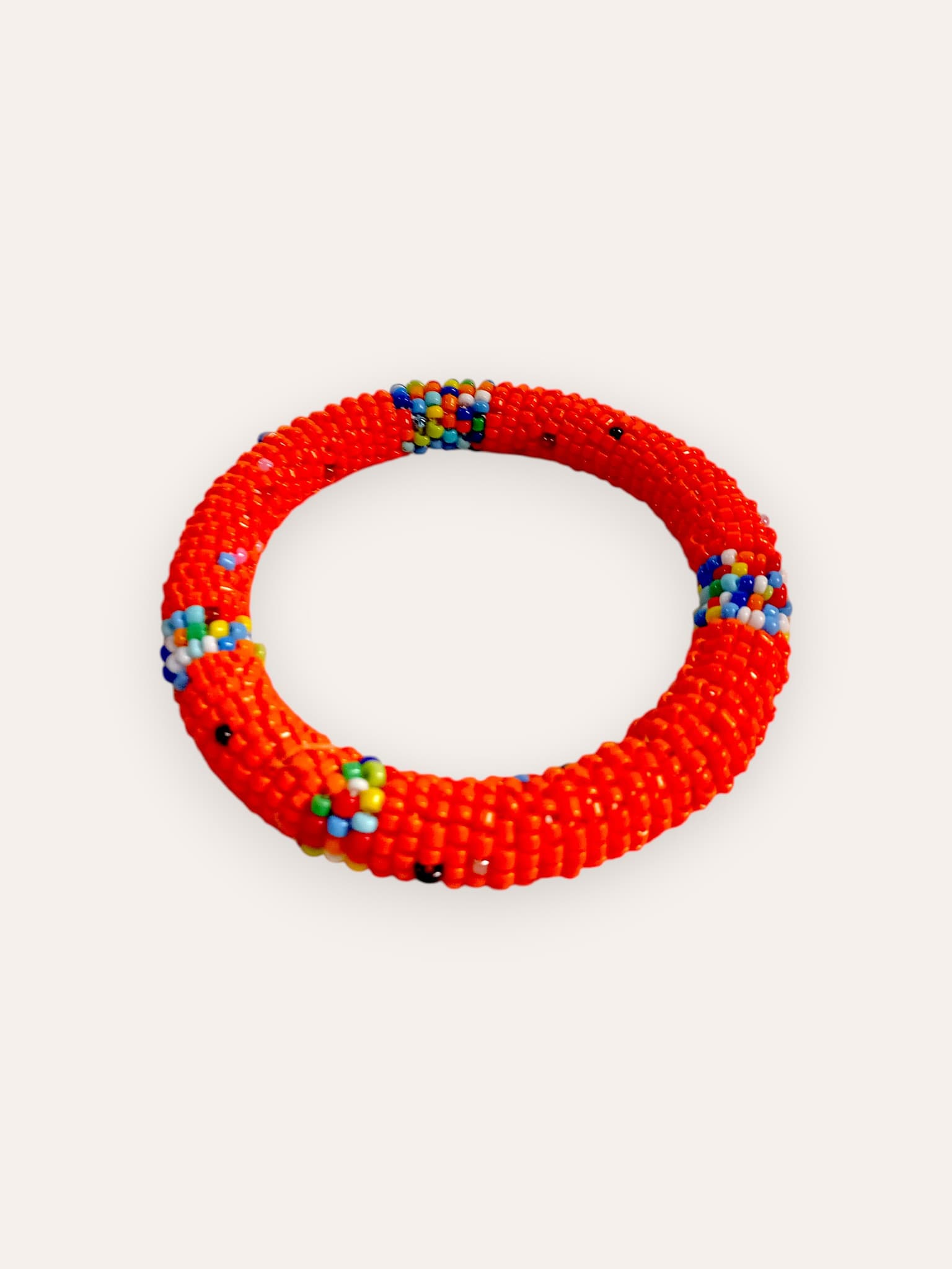 Orange Geometric Beaded Bangle