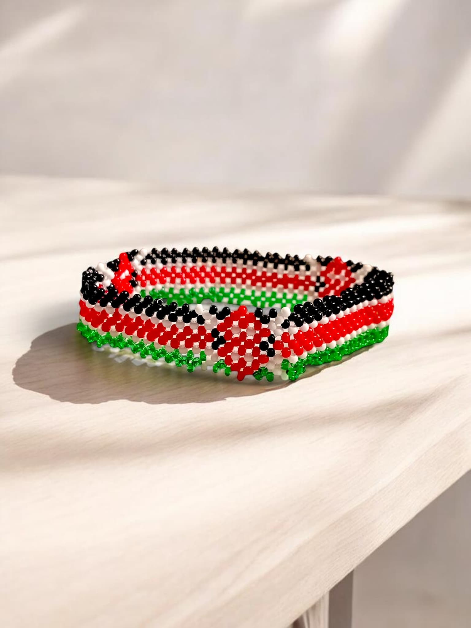 Kenya Flag Beaded Cuff Bracelet Nairobi alternate view