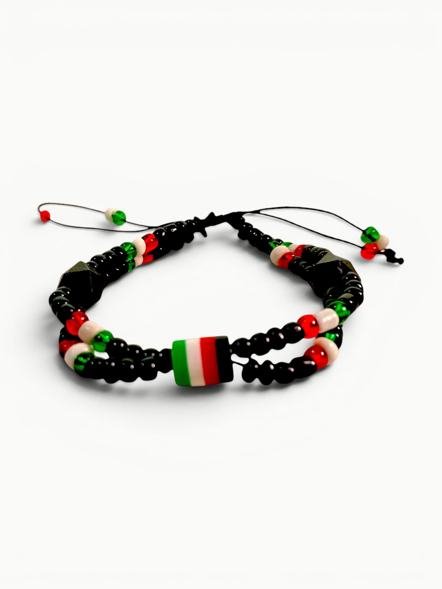 Kenya Flag Double-Strand Adjustable Cord Bracelet