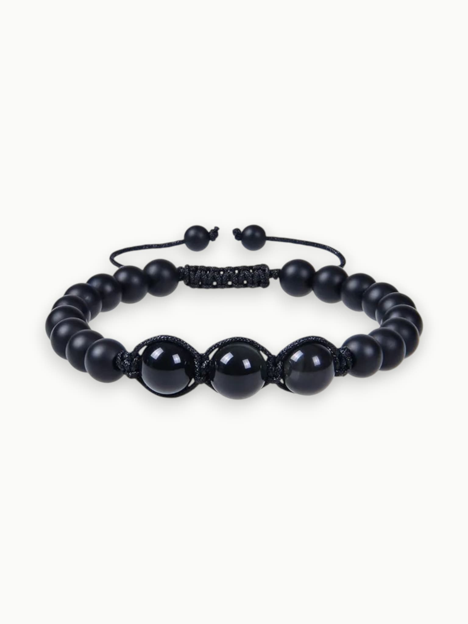 Black Obsidian Adjustable Macramé Bracelet