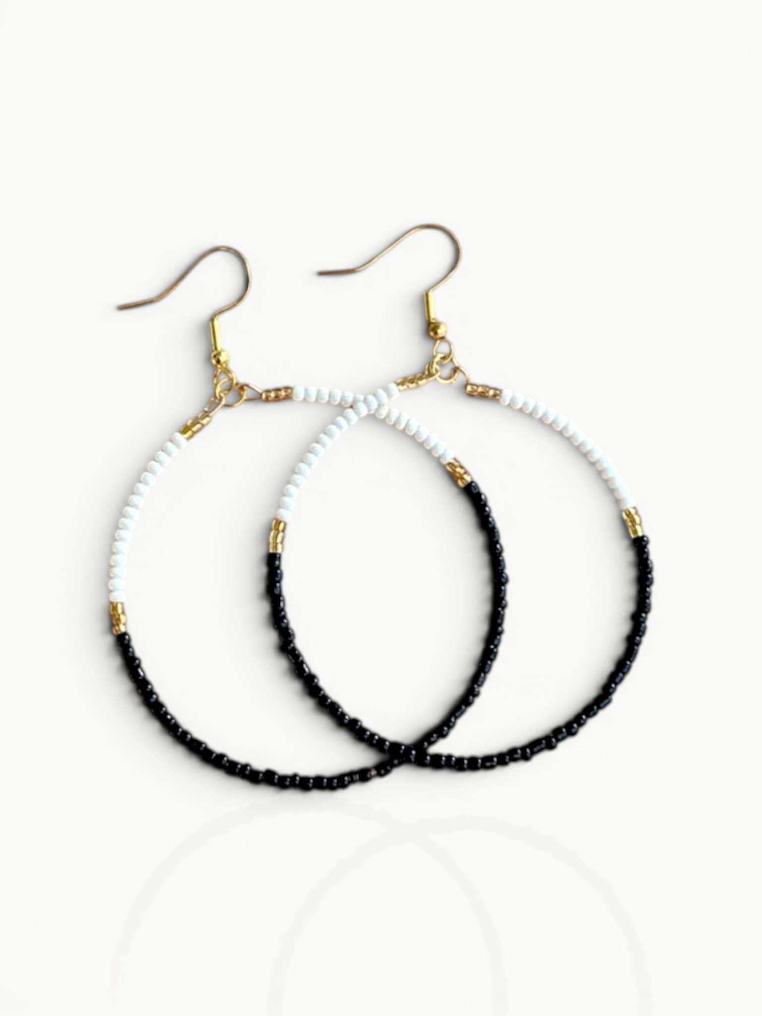 Monochrome Beaded Hoop Earrings