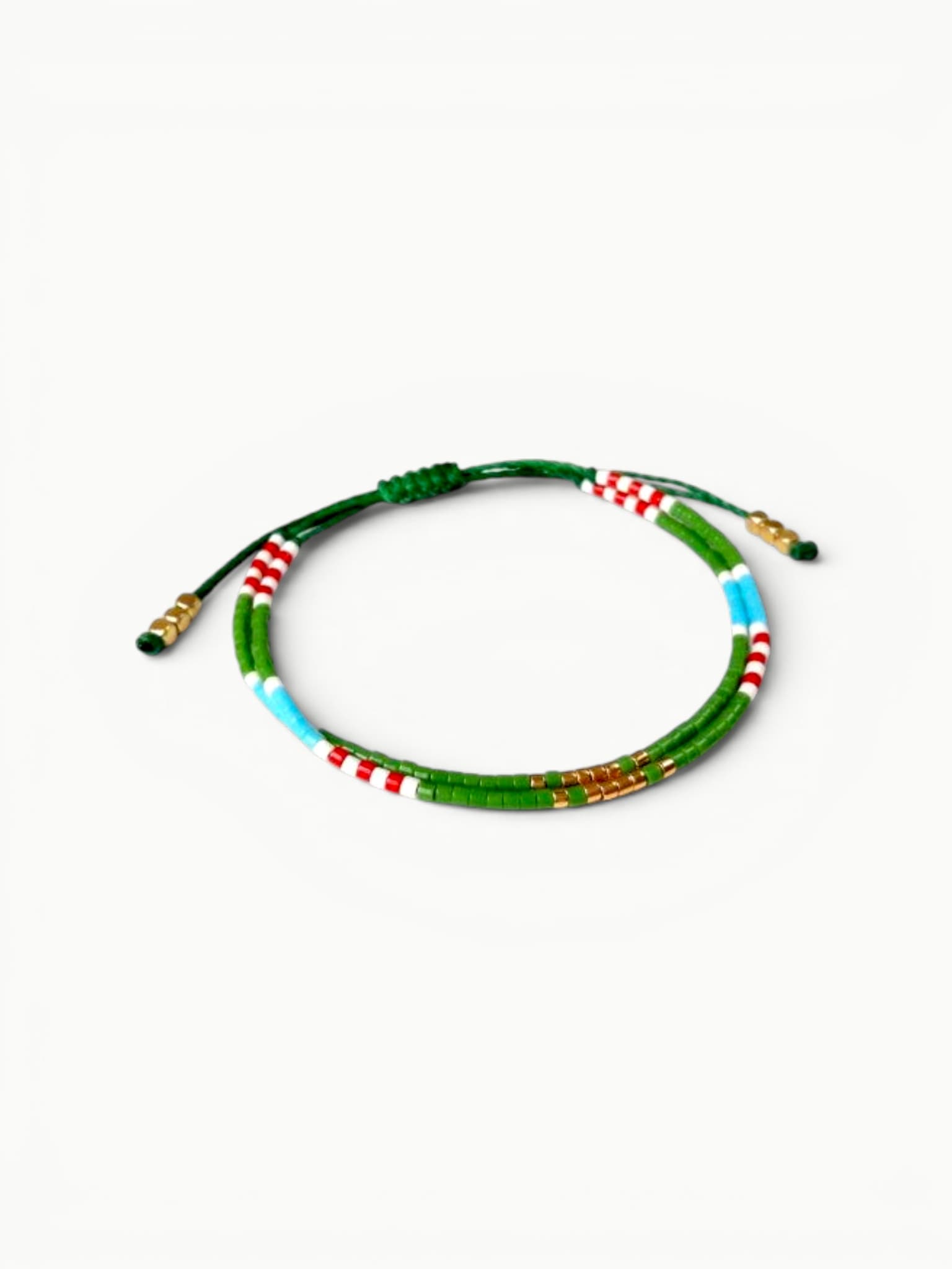 Green Multi-Color Adjustable Cord Bracelet
