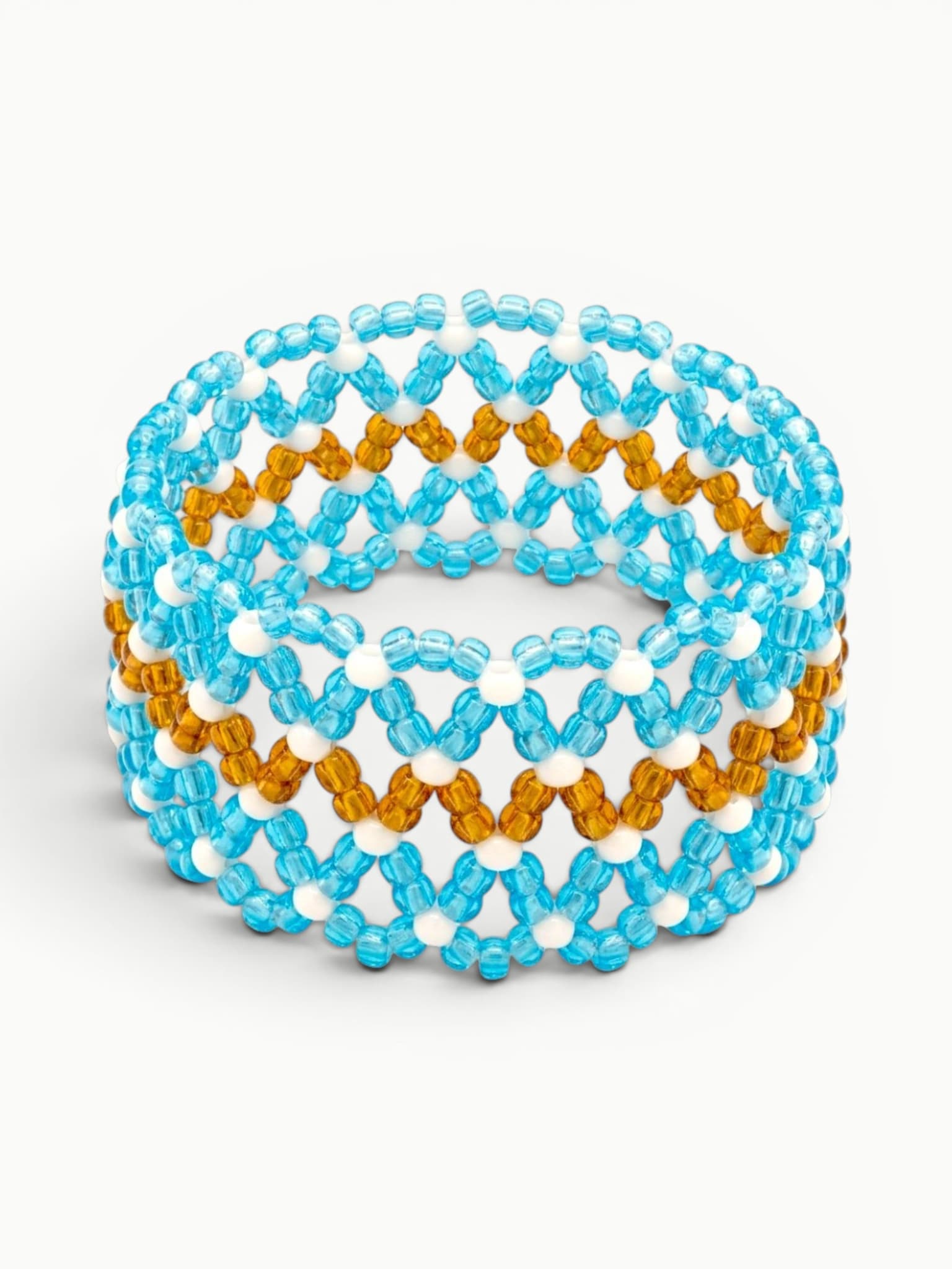 Openwork Beaded Flexible Cuff Bracelet