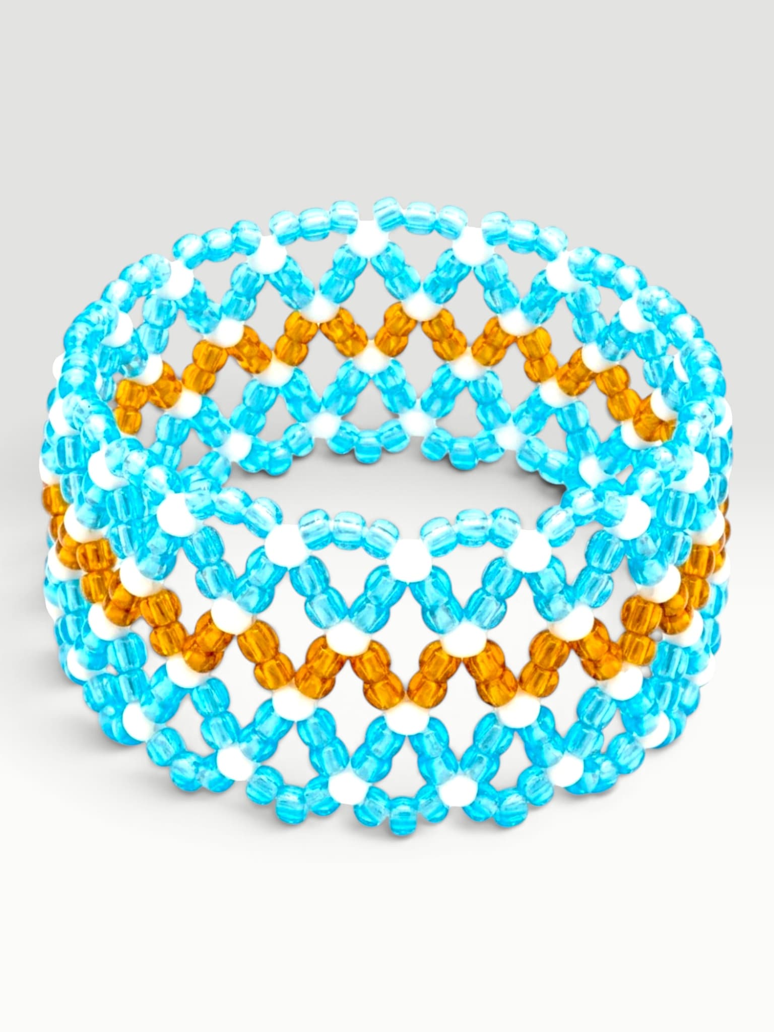Openwork Beaded Flexible Cuff Bracelet
