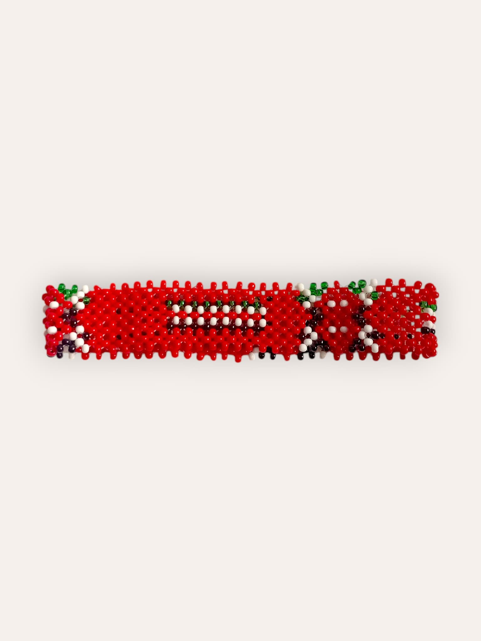 Patriotic Red Shield Beaded Cuff Bracelet
