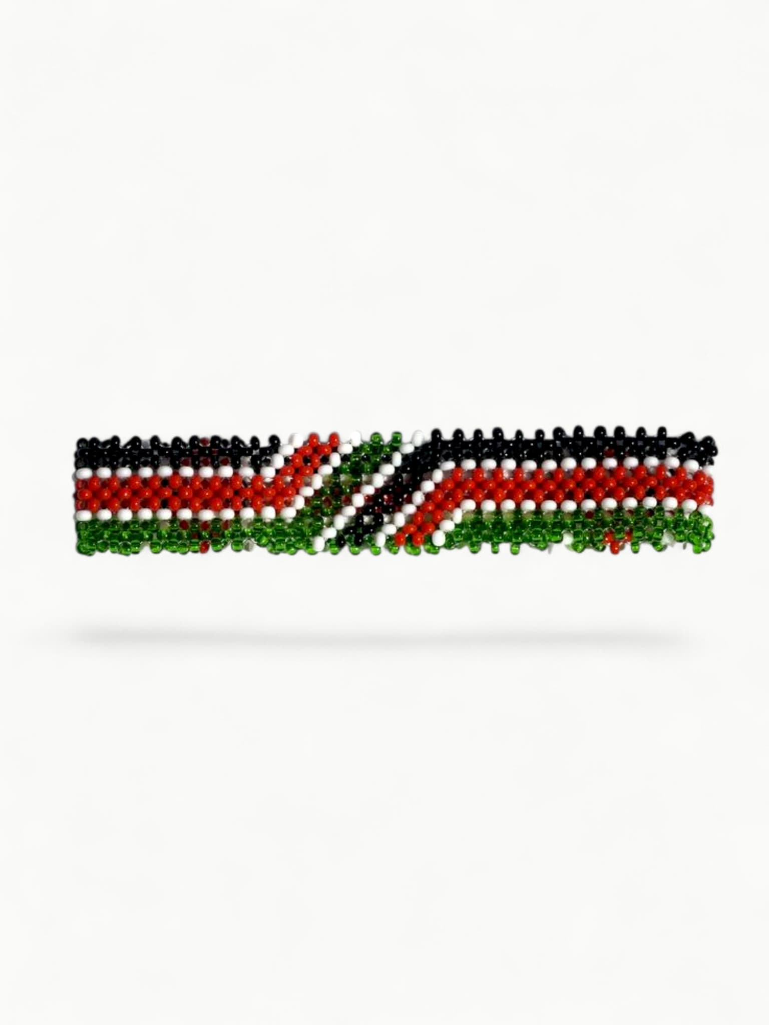 Black, Red, and Green Beaded Kenya Flag Wave Bracelet