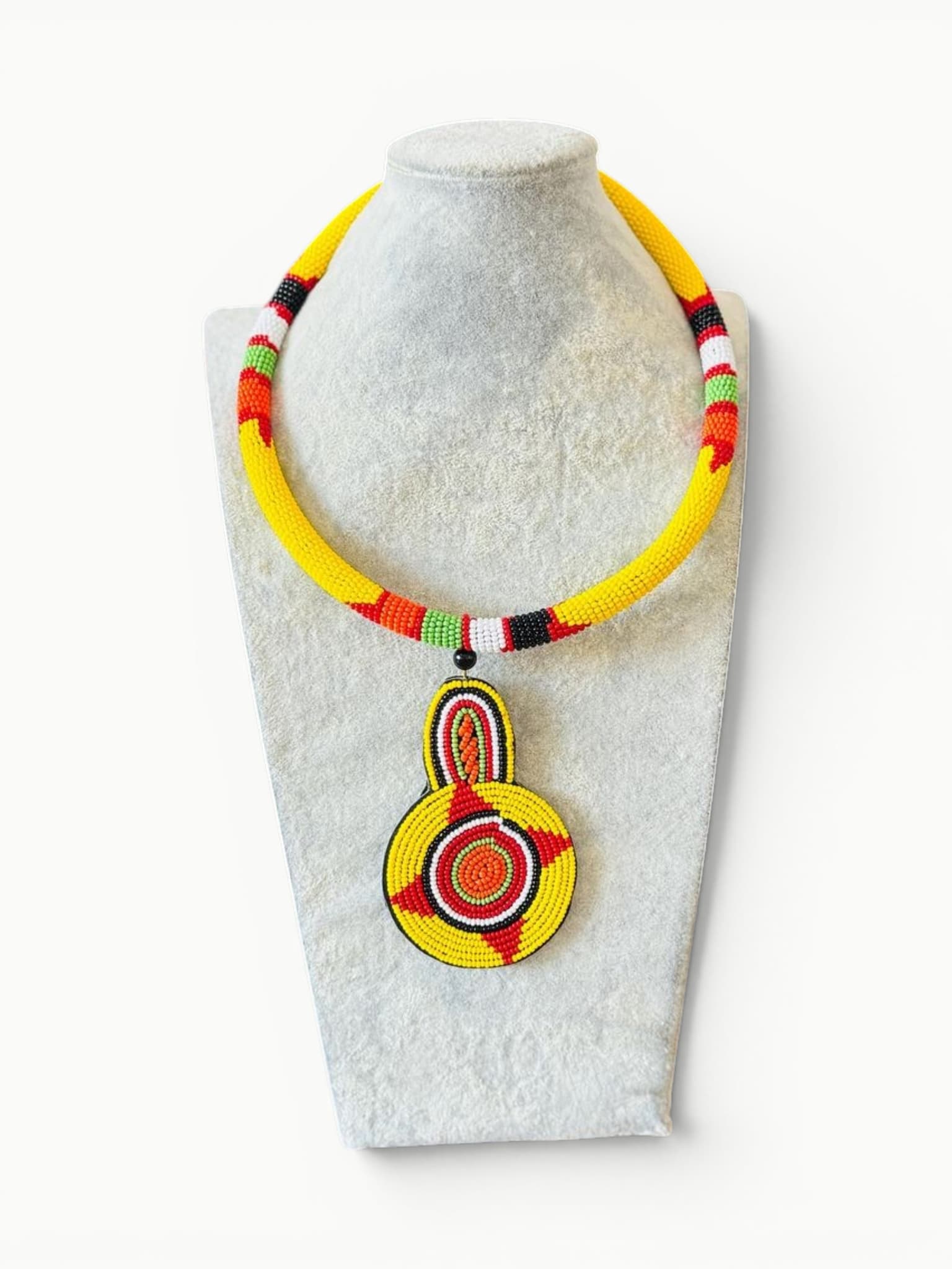 Yellow Multi-Color Beaded Maasai Necklace