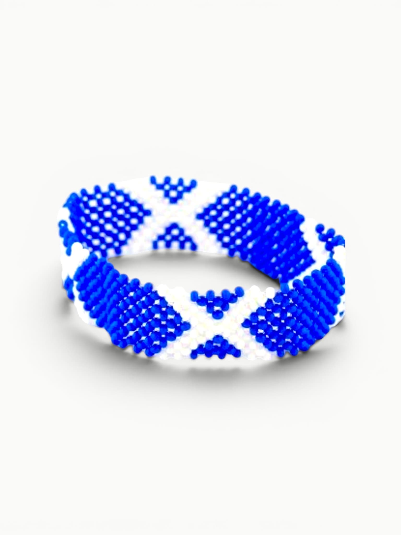 Scotland Flag Beaded Flexible Cuff Bracelet