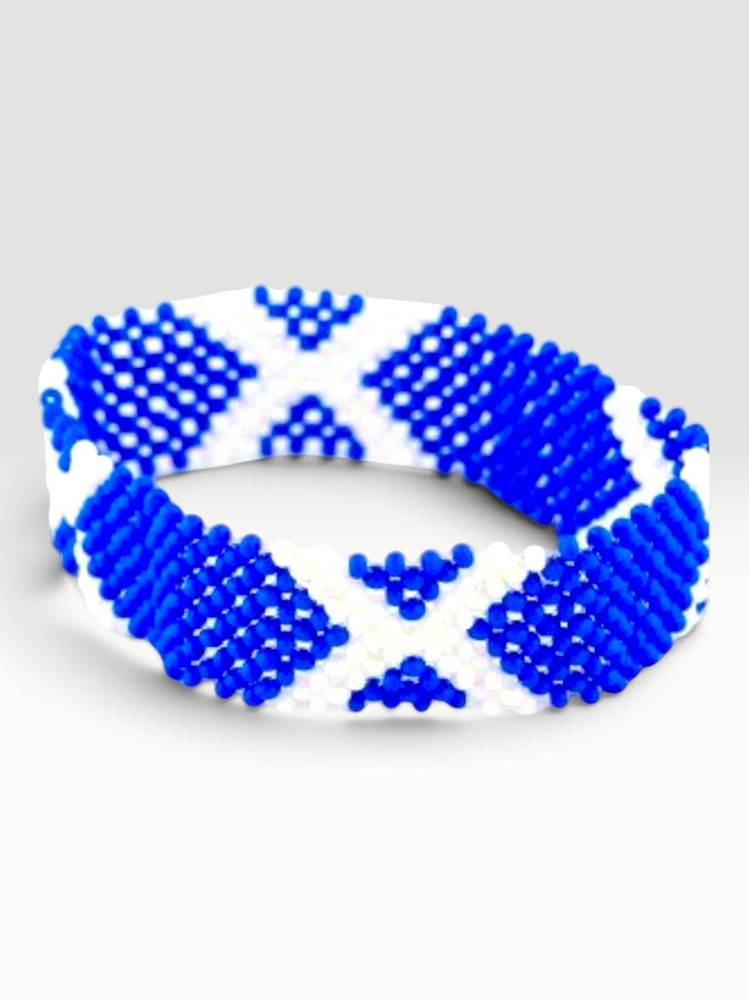 Scotland Flag Beaded Flexible Cuff Bracelet