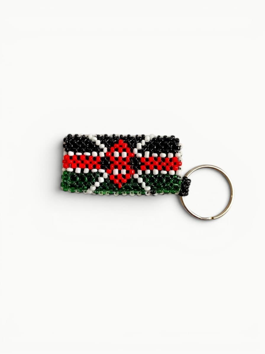 Kenya Flag Beaded Keychain