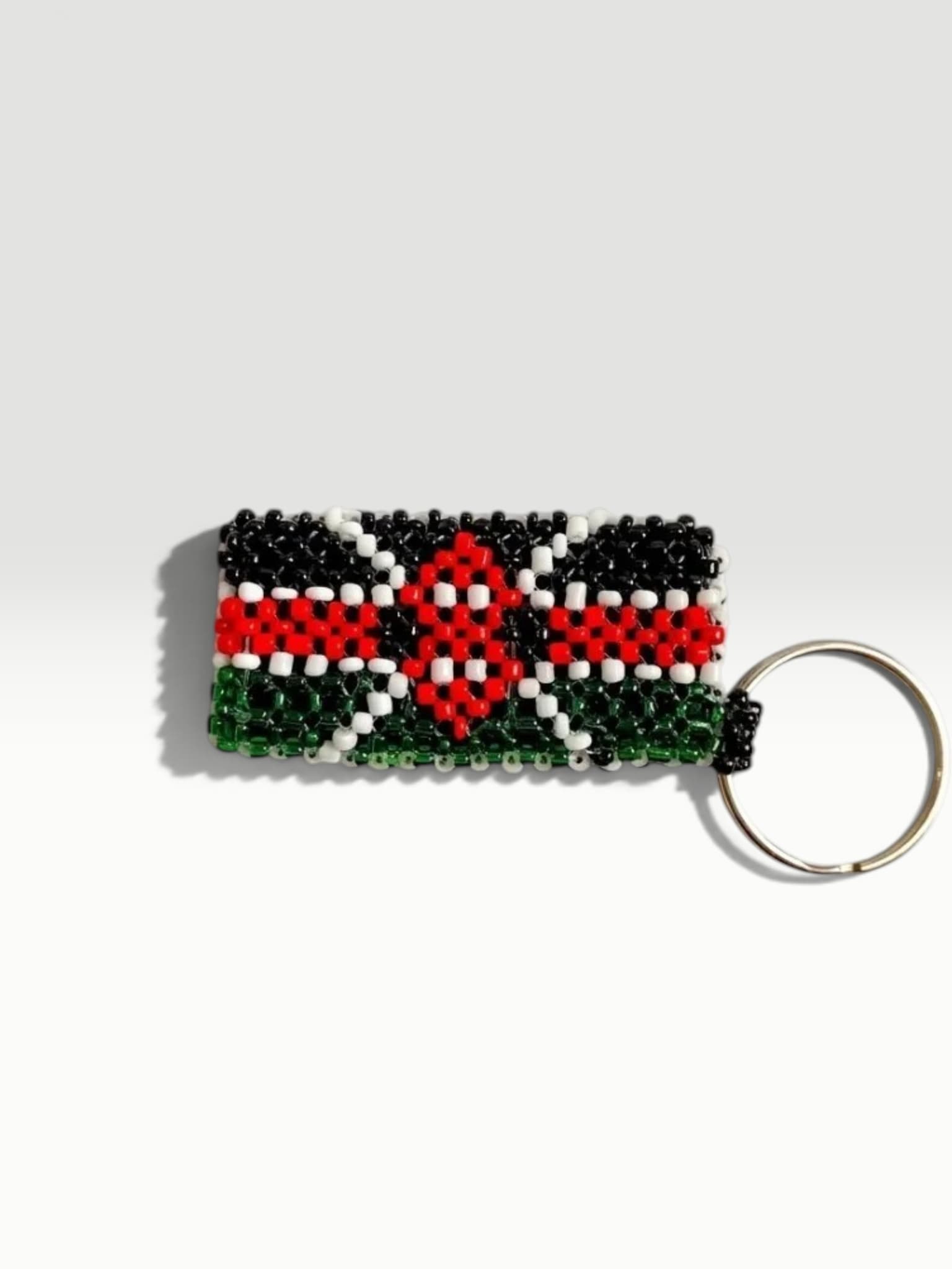 Kenya Flag Beaded Keychain