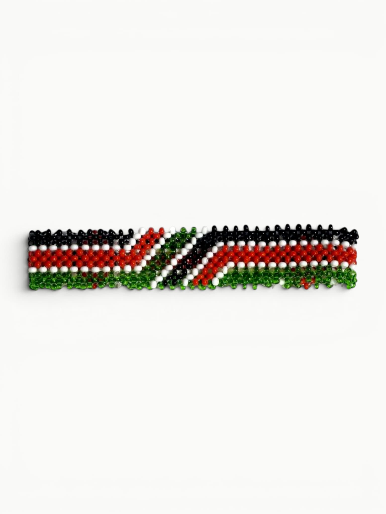 Beaded Kenya Flag Wave Flexible Bracelet